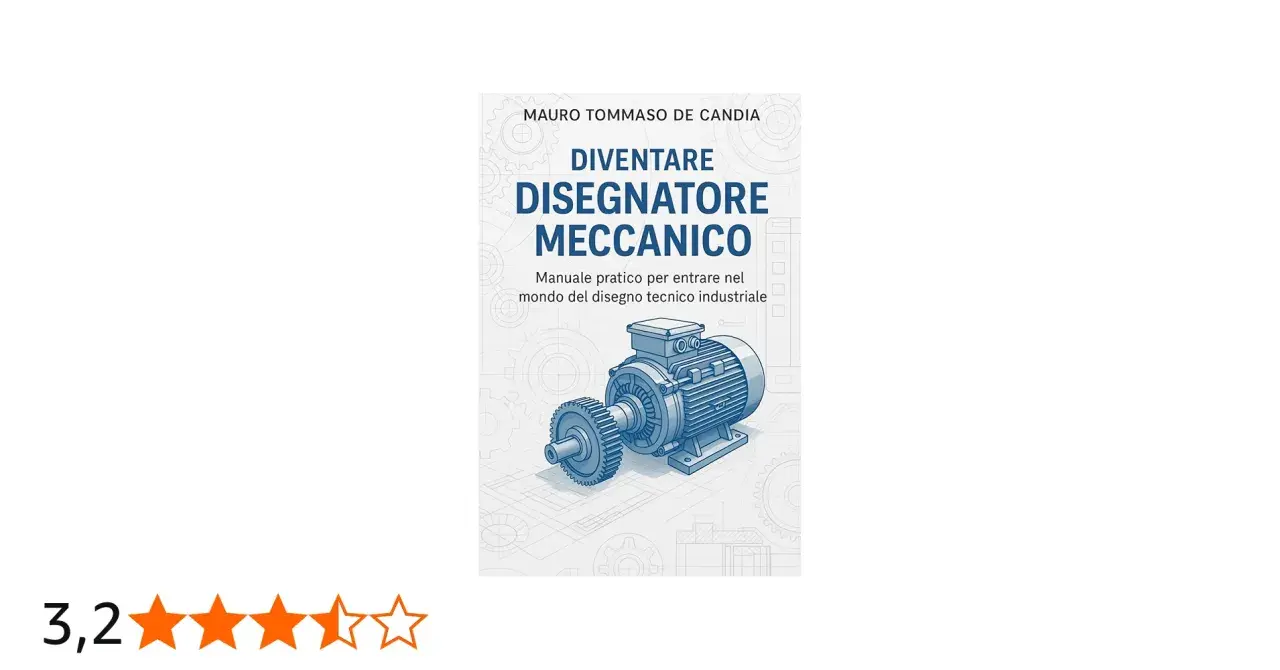 Copertina libro "Diventare Disegnatore Meccanico", manuale per il disegno tecnico industriale. Ideale per chi cerca un corso disegnatore CAD.