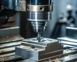 La fresa 3D lavora un pezzo metallico, creando dettagli precisi con la sua punta rotante.