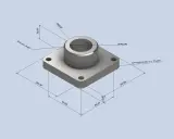 Disegno tecnico di un componente con quote, ideale per esercitazioni Inventor. Base quadrata 100x100mm, altezza 30mm, con foro centrale Ø40mm e diametro esterno Ø60mm.