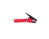 Pinza rossa per scriccatura saldatura, con ganasce in rame e attacco per tubo.