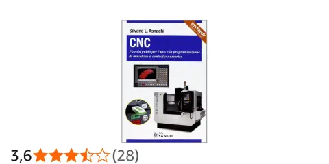 Copertina libro "CNC: Piccola guida per l'uso e la programmazione di macchine a controllo numerico". Illustra una macchina CNC e il suo pannello di controllo, utile per chi si occupa di programmazione CNC.
