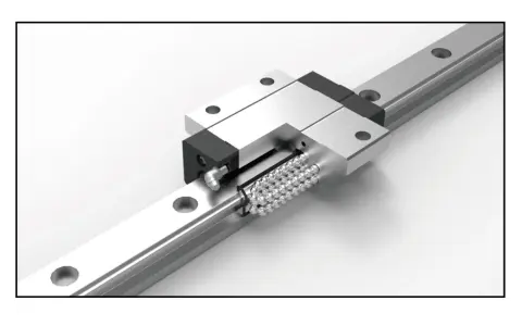 Carrello con sfere su guida lineare, un esempio di come funziona un mandrino cos'è.