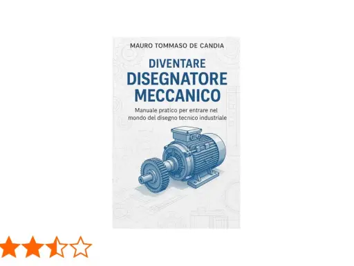 Copertina libro "Diventare Disegnatore Meccanico", manuale per il disegno tecnico industriale. Ideale per chi cerca un corso disegnatore CAD.
